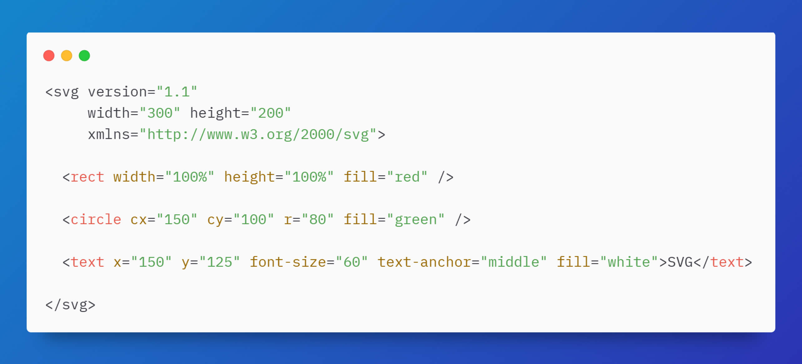 Đoạn mã mẫu của SVG