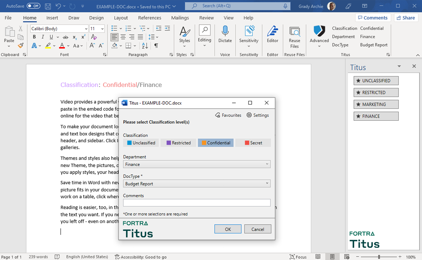 Áp dụng các thiết lập phân loại nâng cao trực tiếp trên Microsoft Office, Outlook và Windows