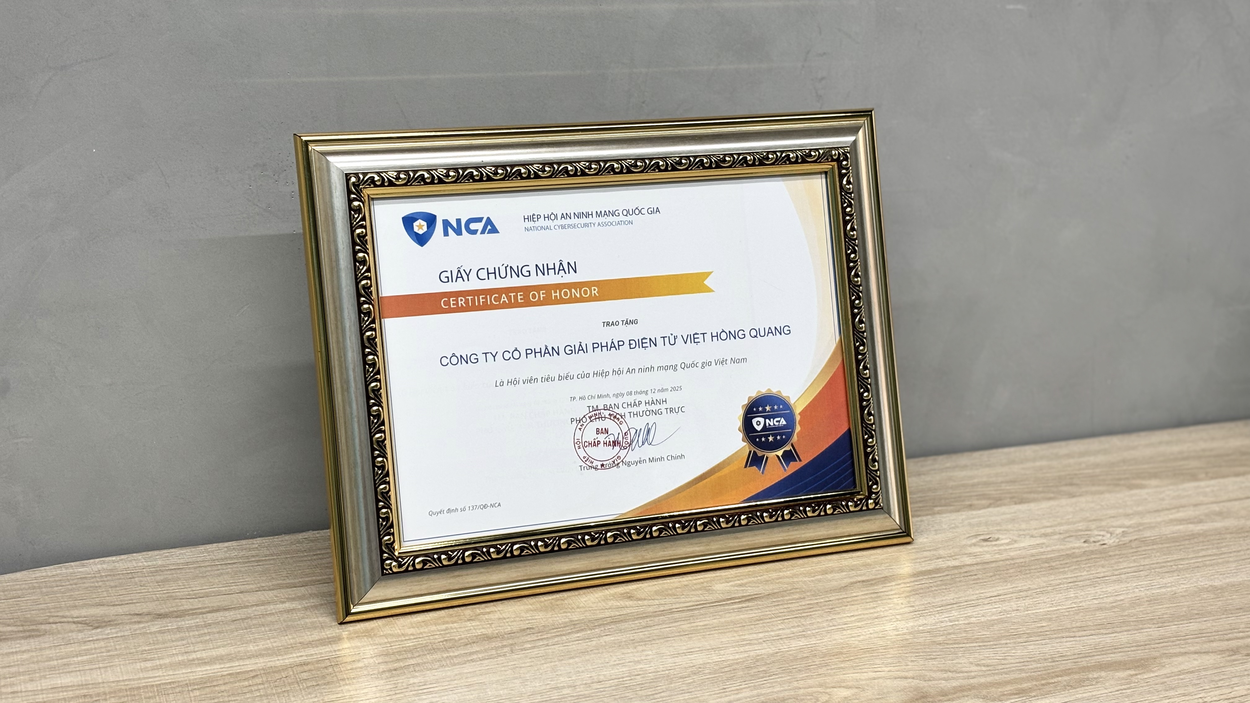 VietSunshine được vinh danh Hội viên tiêu biểu của Hiệp hội An ninh mạng Quốc gia Việt nam