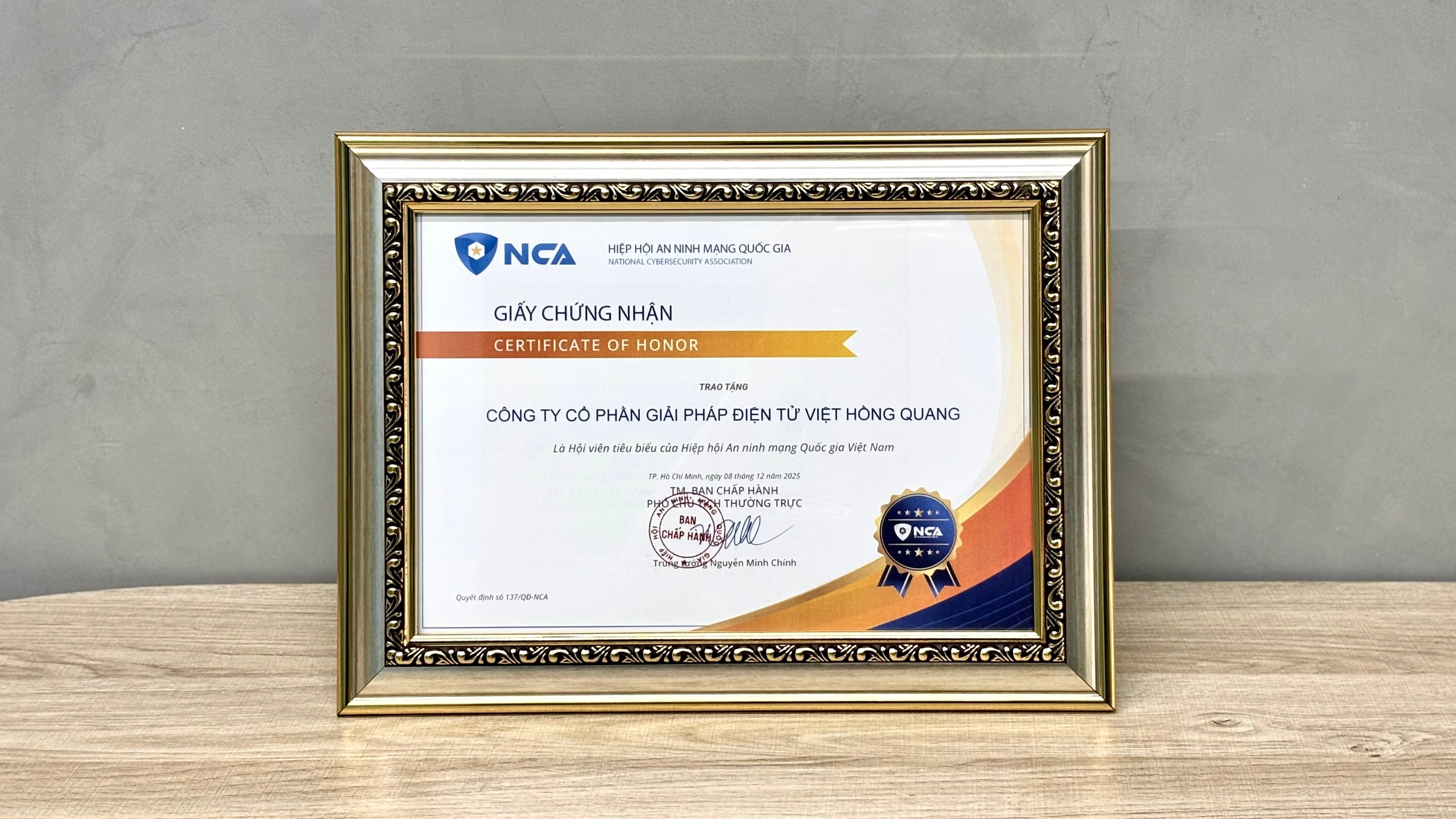 VietSunshine được vinh danh là Hội viên tiêu biểu của Hiệp hội An ninh mạng Quốc gia Việt nam