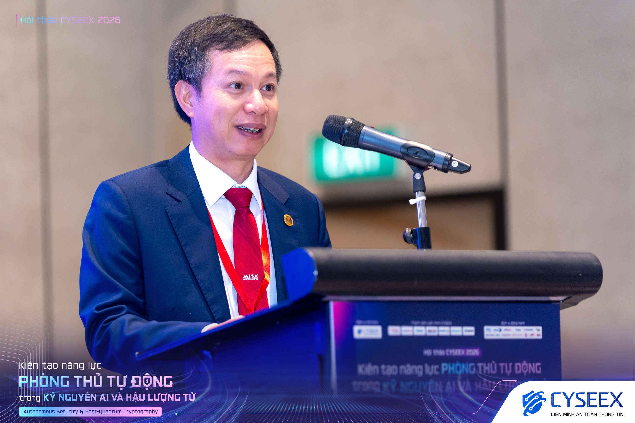 Ông Nguyễn Xuân Hoàng – Chủ tịch Liên minh An toàn thông tin CYSEEX; Phó Chủ tịch HĐQT MISA phát biểu khai mạc tại Hội thảo.